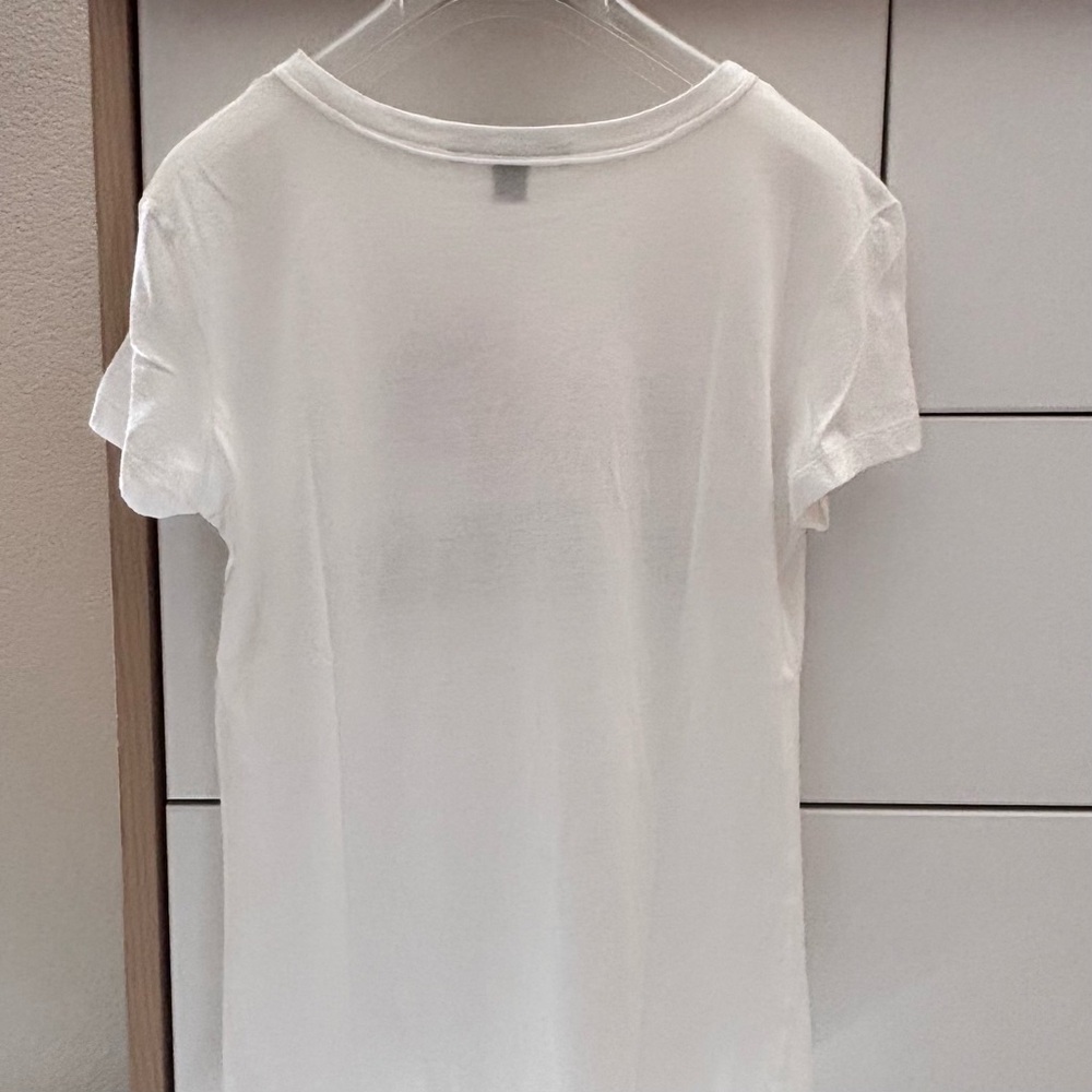 Louis Vuitton White Sheer T-Shirt LV Logo Navy Red Heart XS Made in Italy - Picture 4 of 7